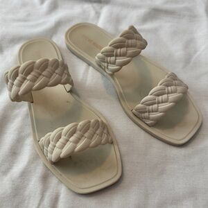 Steve Madden 7 Bohemia Cream Braided Jelly Sandals Slides Flats Beach Resortwear